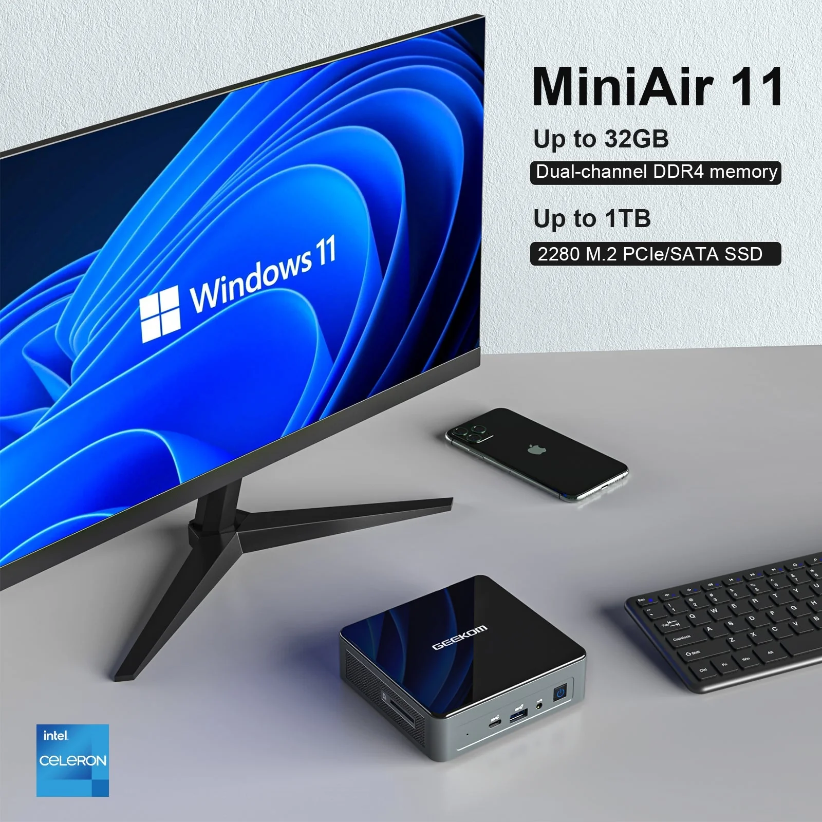 GEEKOM NUC Mini Air11 ミニPC 第 11 世代インテル® Celeron® N5105/N5095 - Image 5